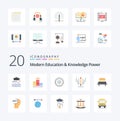 20 Modern Education And Knowledge Power Flat Color icon Pack like power art  digital  learning Royalty Free Stock Photo