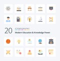 20 Modern Education And Knowledge Power Flat Color icon Pack like backbag web cloud globe world Royalty Free Stock Photo
