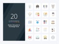 20 Modern Education And Knowledge Power Flat Color icon for presentation Royalty Free Stock Photo