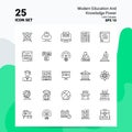 25 Modern Education And Knowledge Power Icon Set. 100% Editable EPS 10 Files. Business Logo Concept Ideas Line icon design