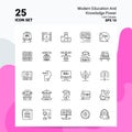 25 Modern Education And Knowledge Power Icon Set. 100% Editable EPS 10 Files. Business Logo Concept Ideas Line icon design