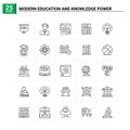 25 Modern Education And Knowledge Power icon set. vector background