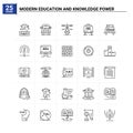 25 Modern Education And Knowledge Power icon set. vector background