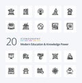 20 Modern Education And Knowledge Power Line icon Pack like book pen abc education knowledge Royalty Free Stock Photo