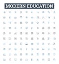 Modern education vector line icons set. Modern, Education, Technology, Online, Interactive, Learning, Digital
