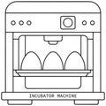 Modern egg incubator machine line drawing hatching eggs poultry farm equipment Royalty Free Stock Photo