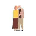 Modern elderly couple flat vector illustration. Aged marrieds, wedded pair, husband and wife in years. Relationship