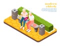 Modern Elderly People Isometric Composition Royalty Free Stock Photo