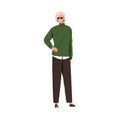 Modern elderly woman in fashion casual clothes. Happy smiling old lady wearing stylish apparel. Senior female character Royalty Free Stock Photo