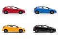 Modern electric cars in red, blue, yellow and black Royalty Free Stock Photo