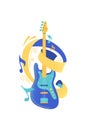 Modern electric guitar flat vector illustration Royalty Free Stock Photo