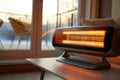 Modern electric infrared heater at home Royalty Free Stock Photo