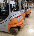 Modern electric loader. Modern system of address storage of goods in stock. Vehicles for loading and unloading. electric car