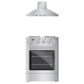 Modern electric oven silver color and extractor hood.