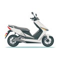 Modern electric scooter side view isolated white background. Contemporary urban transportation