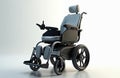 Modern electric wheelchair side view. Innovative design for mobility. Advanced tech helps accessibility, supports people with Royalty Free Stock Photo