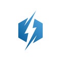 Modern electrical blue lightning bolt logo Royalty Free Stock Photo