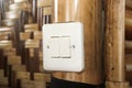 Modern electrical switch of country hut.