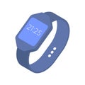 Modern electronic watch with rubber strap and digital display minimalist 3d icon isometric vector