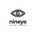Nineye vision therapy, number nine and eye vector