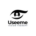 Useeme vision therapy logo, person reflection on iris vector