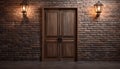 Modern elegance illuminates rustic brick wall in luxury apartment entrance generated by AI Royalty Free Stock Photo