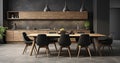 Modern Elegance. A Spacious Kitchen with Wood Accents Against a Classic Wall. Generative AI Royalty Free Stock Photo