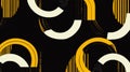 Modern elegant abstract pattern with yellow and white arches on black background Royalty Free Stock Photo
