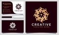 Modern Elegant Flower Fashion Logo Design and template. Gold creative Flowers Logos icon vector business card