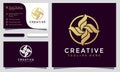 Modern Elegant Flower Logo Design and template. Gold creative Flowers Logos icon vector business card