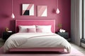 Modern elegant geometric pink bed generated by ai