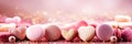 Modern elegant luxury french sweets food decorations on bokeh light background