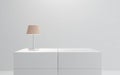modern elegant minimalistic design commode with white simple lamp 3d render illustration