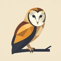 Geometric Barn Owl Vector Illustration on a Branch Royalty Free Stock Photo