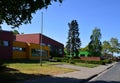 Modern Elementary School in Spring in the Town Walsrode, Lower Saxony Royalty Free Stock Photo