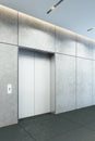 Modern elevator with closed doors in office lobby, 3d Royalty Free Stock Photo