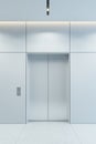 Modern elevator with closed doors in office lobby, 3d rendering