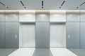 Modern elevator with closed doors in office lobby, 3d render