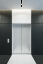 Modern elevator with closed doors in office lobby, 3d render Royalty Free Stock Photo