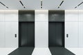 Modern elevator with closed doors in office lobby Royalty Free Stock Photo