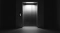 Modern elevator doors closing in dark corridor Royalty Free Stock Photo