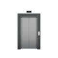 Modern Elevator Doors with Digital Display and Button on White Background contemporary Royalty Free Stock Photo