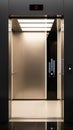 Modern elevator with illuminated interior and control panel isolated on white background Royalty Free Stock Photo