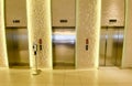 Modern elevators with closed doors