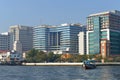 Modern embankment of the Chao Phraya river on a Sunny morning. Bangkok,Thailand