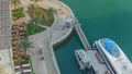 Modern embankment timelapse with bar, Cafe and Restaurant in famous Dubai Marina. Royalty Free Stock Photo