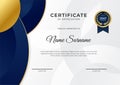 Modern employee golden blue certificate design template with wavy background