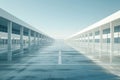 Modern Empty Airport Terminal with Blue Sky.