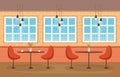 Modern Empty Cafe Restaurant Interior Furniture Flat Vector Illustration Royalty Free Stock Photo