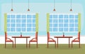 Modern Empty Cafe Restaurant Interior Furniture Flat Vector Illustration Royalty Free Stock Photo